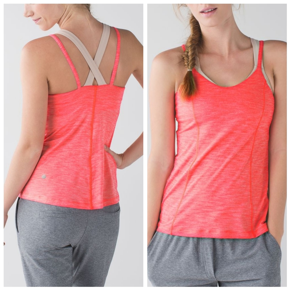 Lululemon Run For Gold Tank Heathered Electric Coral / Naked